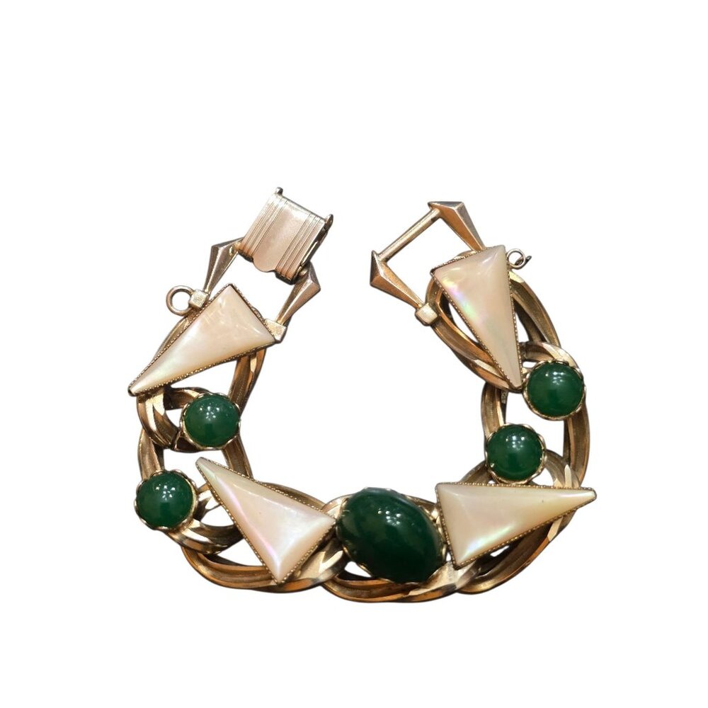 Vintage Kafin? Style Glass and MOP Bracelet (A9254)